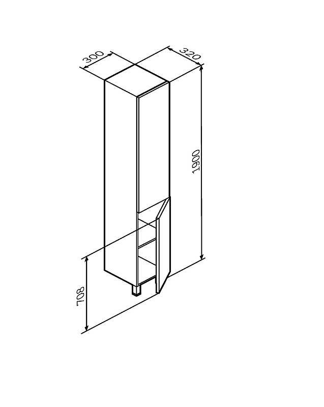 Am.Pm Gem пенал 30 см графит правый M90CSR0306GM