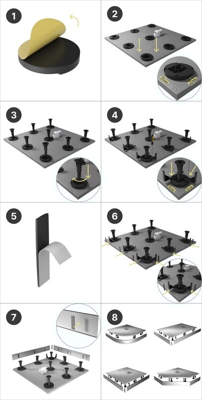 Душевой поддон100х100 из искусственного камня,квадрат, графит