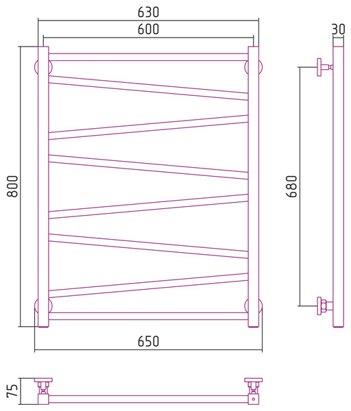 Сунержа Сирокко полотенцесушитель водяной 800*600
