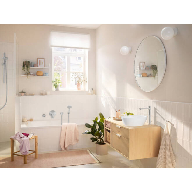 Hansgrohe Rebris S Смеситель для накладной раковины 240 CoolStart со сливным гарнитуром хром 72580000