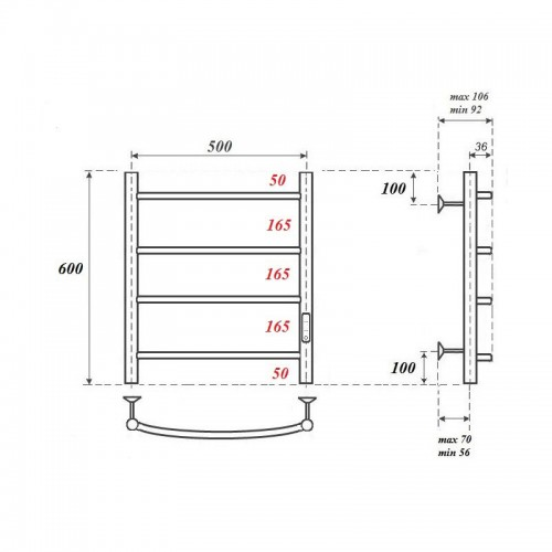 Point Афина полотенцесушитель электрический 50х60 PN04856