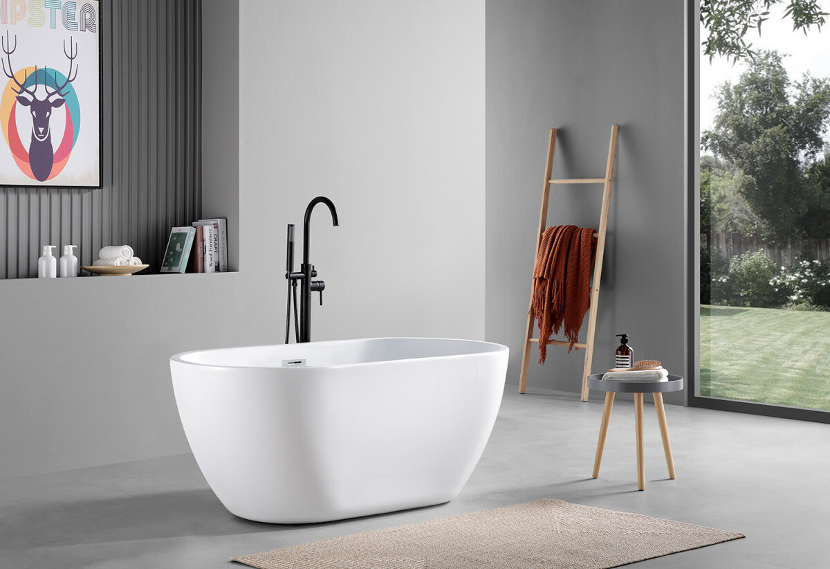 Ванна акриловая Azario BLANCA 1500x750x580 отдельностоящая, в комплекте с сифоном и металлической рамой, цвет белый AZ-6602-15075