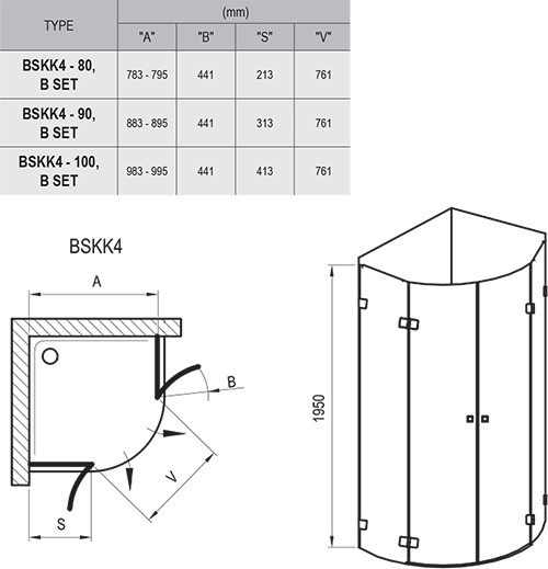 Ravak Brilliant BSKK4-80 душевое ограждение 80*80*195