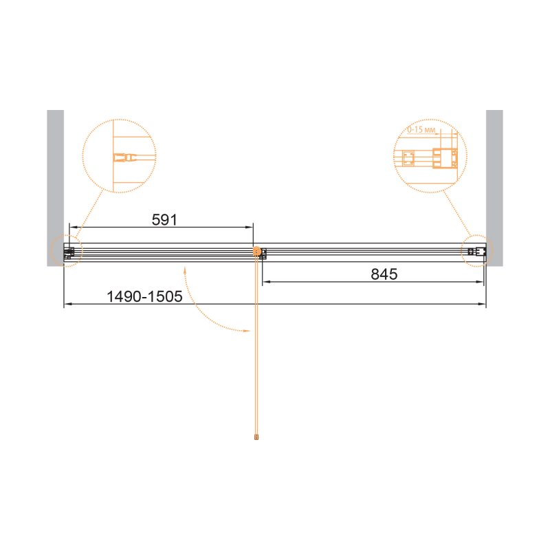 Cezares Urban душевая дверь 150 см URBAN-B-12-150-C-CR