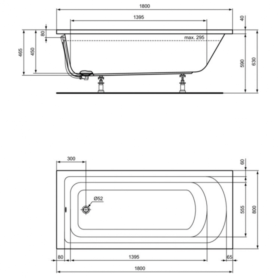 Ideal Standard Hotline ванна акриловая прямоугольная 180х80 K274801