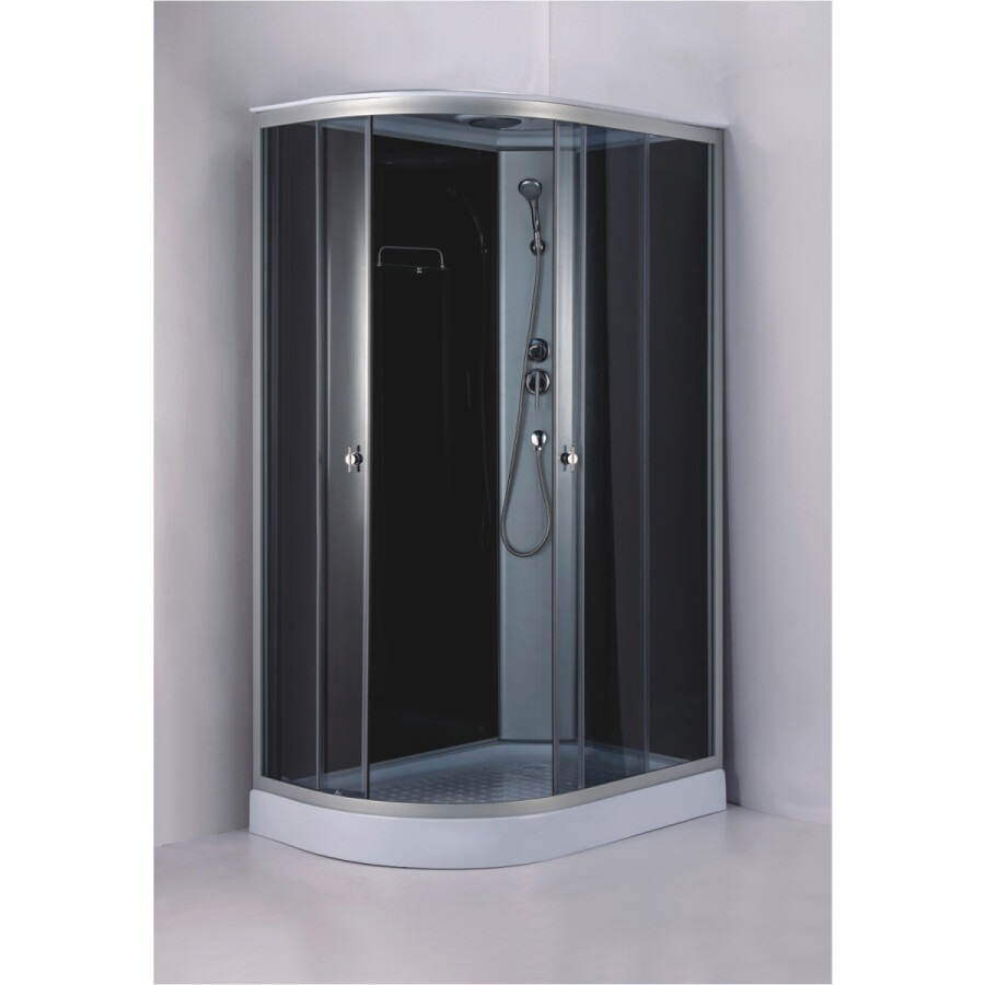 Душевая кабина Loranto 1180х780х2080 правосторонняя, черное заднее стекло, поддон 14 см, тонированное стекло 4 мм, профиль хром матовый CS-877EATM/B-120