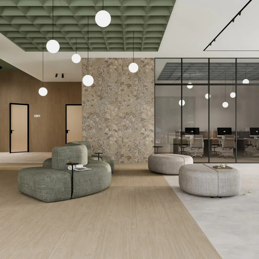 Керамический гранит Kerama Marazzi Прованс Люберон бежевый декорированный матовый обрезной 119,5x238,5x0,9 KM1224G0061R