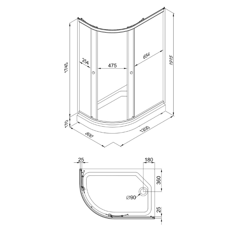 Triton Коралл душевое ограждение 120*80*191 A правое Щ0000043490