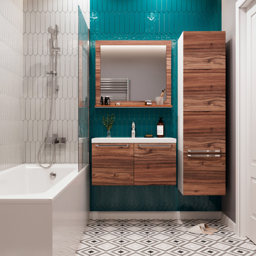 Итана Nature тумба 80 подвесная с раковиной Natella 80, цвет Тик 396899