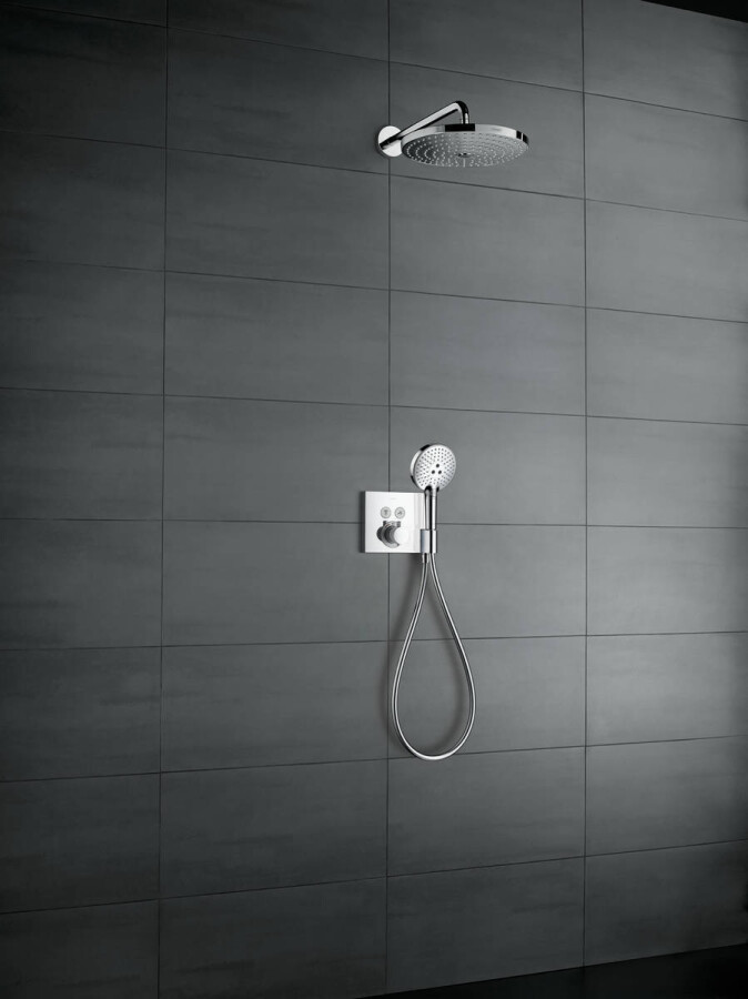 Hansgrohe Raindance Select S Верхний душ 300 2jet с держателем хром-белый матовый 27378400