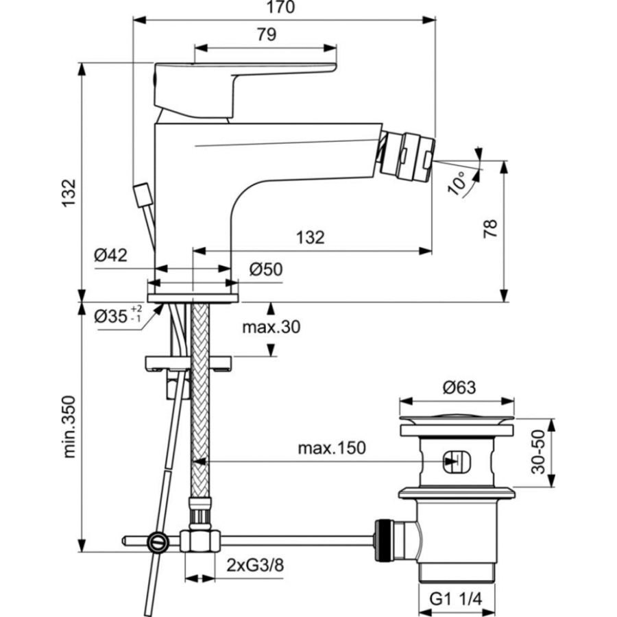 Ideal Standard Cerafine смеситель для биде BC705AA