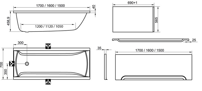 Ravak Classic 170*70 ванна акриловая прямоугольная C541000000