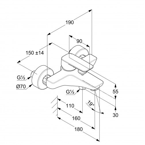 Kludi Pure&Style смеситель для ванны и душа 406813975