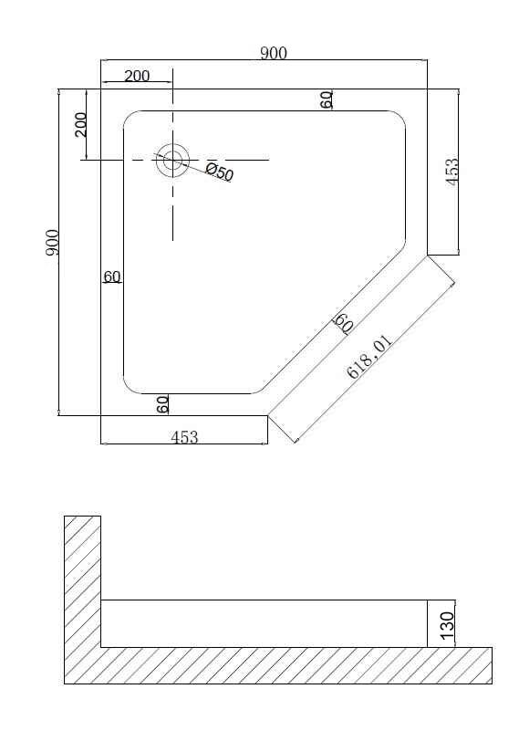 Душевой поддон 90x90 Niagara NG-P9090-14D трапеция