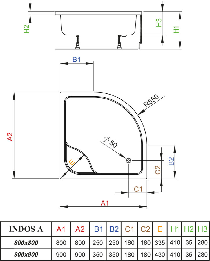 Radaway Indos A 80*80*41 душевой поддон акриловый SIA8080-01