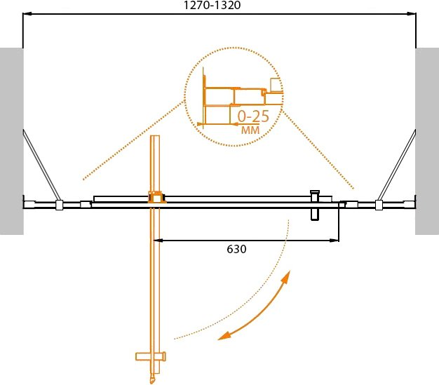 Cezares Molveno душевая дверь 130 см MOLVENO-BA-12-90+40-C-Cr-IV