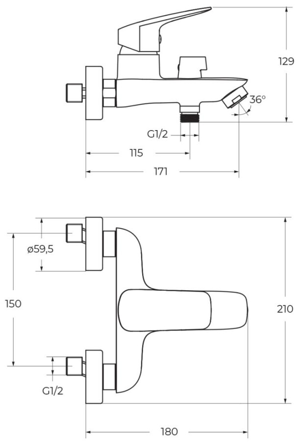 Смеситель для ванны и душа BelBagno DUE-VASM-CRM