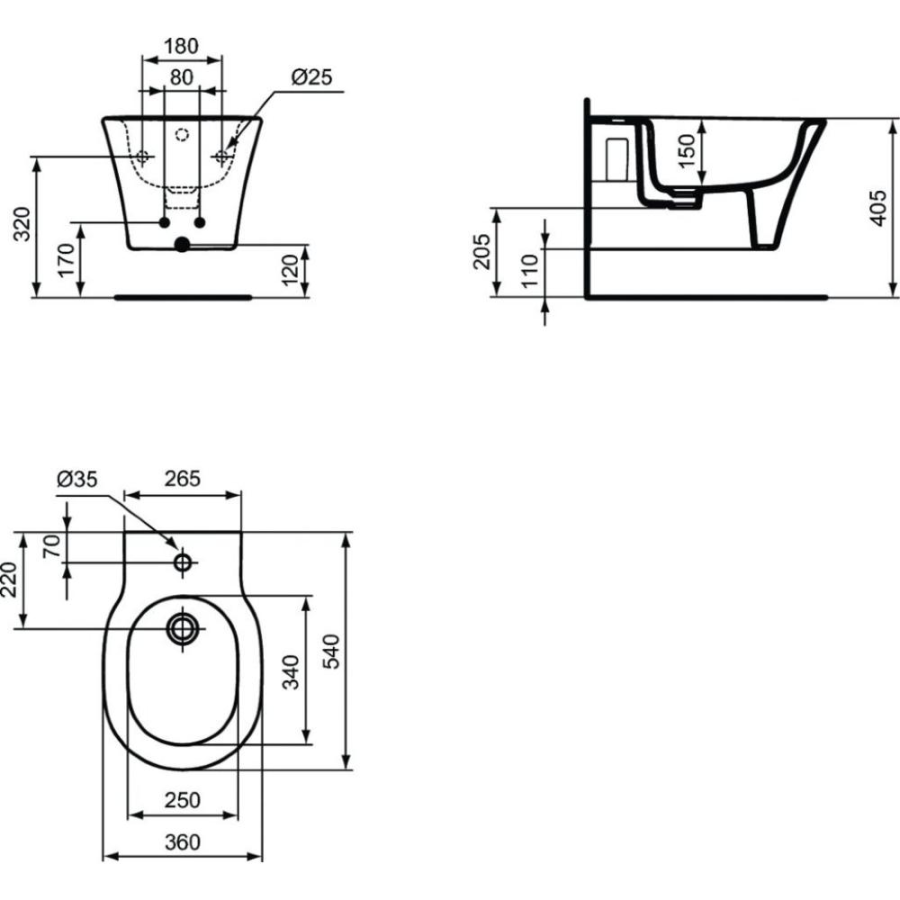 Ideal Standard Connect подвесное биде E0266V3