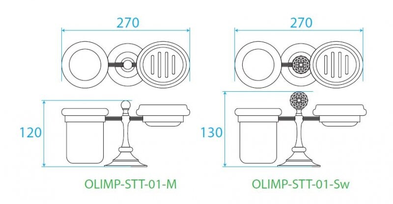 Cezares стакан и мыльница OLIMP-STT-03/24-Sw золото