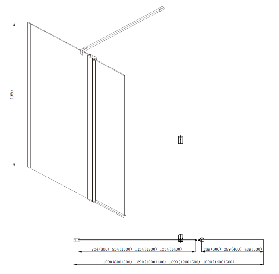 Azario Chicago душевая перегородка с доп. стенкой 80х30 см AZ-NAR6321 800
