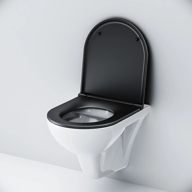 Am.Pm Gem унитаз подвесной безободковый с черным сиденьем C901700SCmb