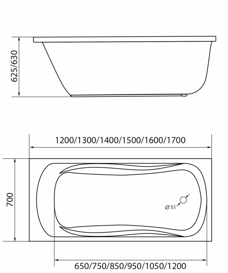 1 Marka Classic 120*70 ванна акриловая прямоугольная 01кл1270 А