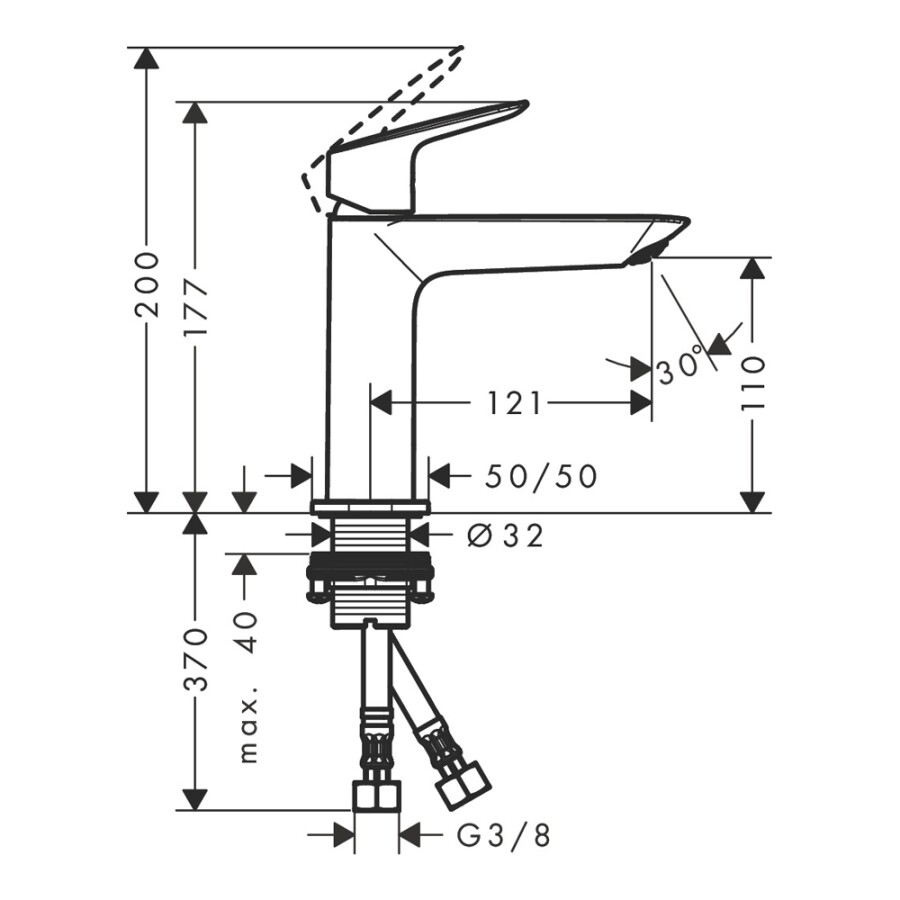 Hansgrohe Logis Смеситель для раковины 110 Fine со сливным клапаном Push-Open хром 71252000