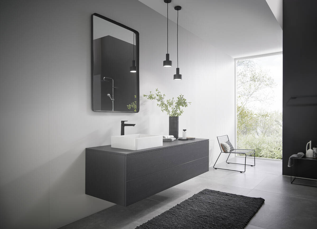 Hansgrohe Talis E Смеситель для раковины 240 без сливного набора черный матовый 71717670