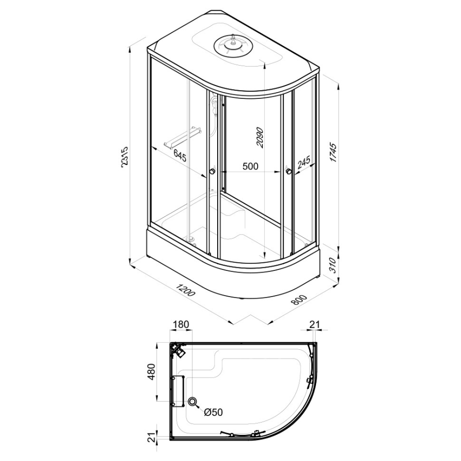 Triton Коралл душевая кабина 120х80см В левая Щ0000061819