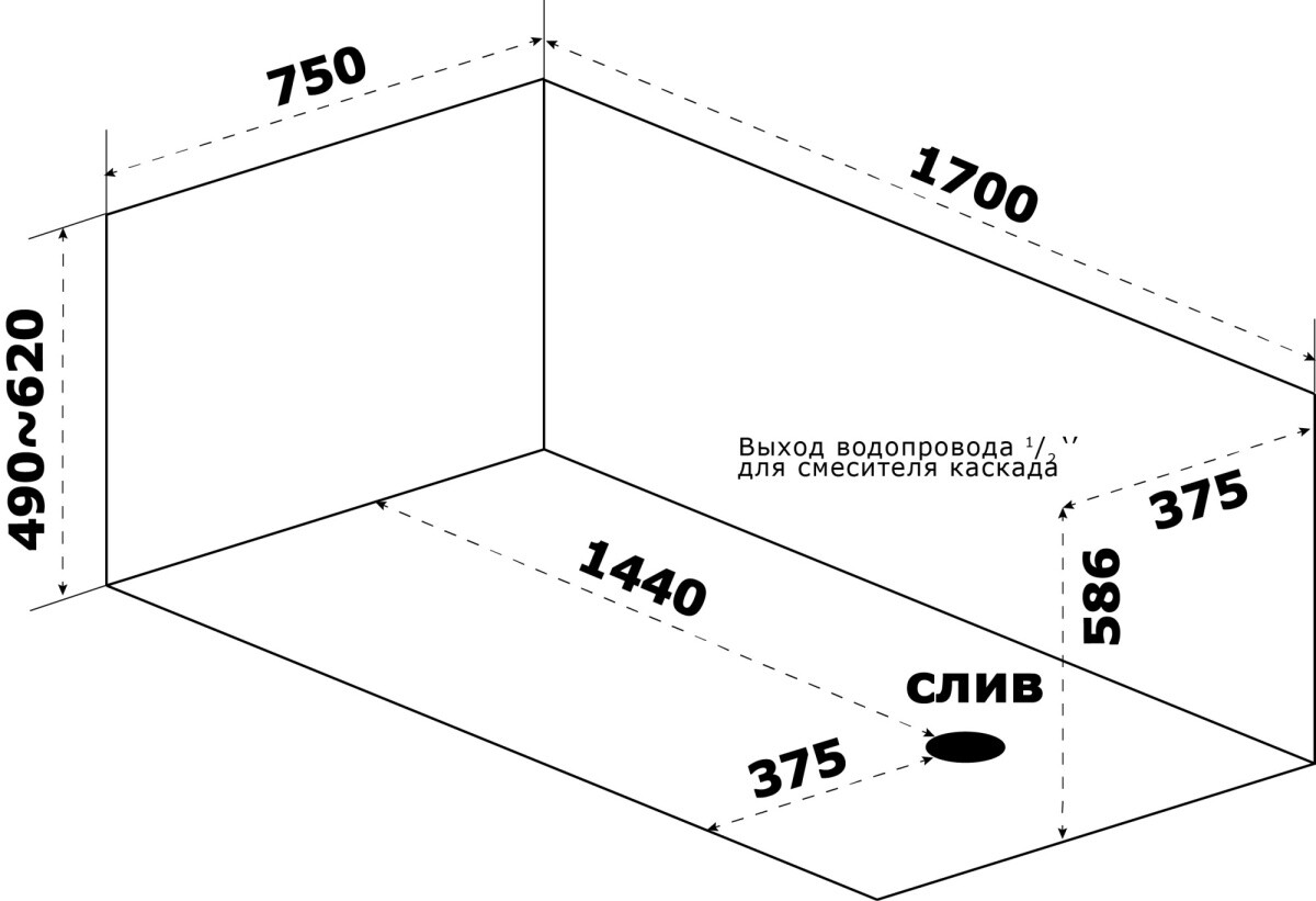 Ванна акриловая Azario Тенза 170х75 ТНВ0102