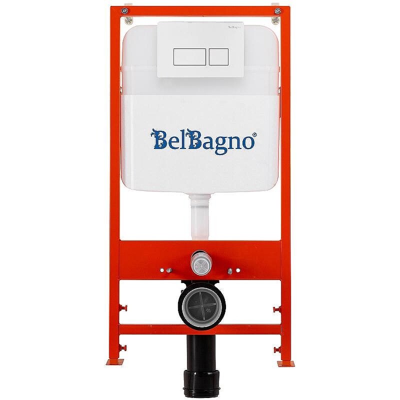 Инсталляция BelBagno BB026/BB042BL с Белой глянцевой клавишей смыва