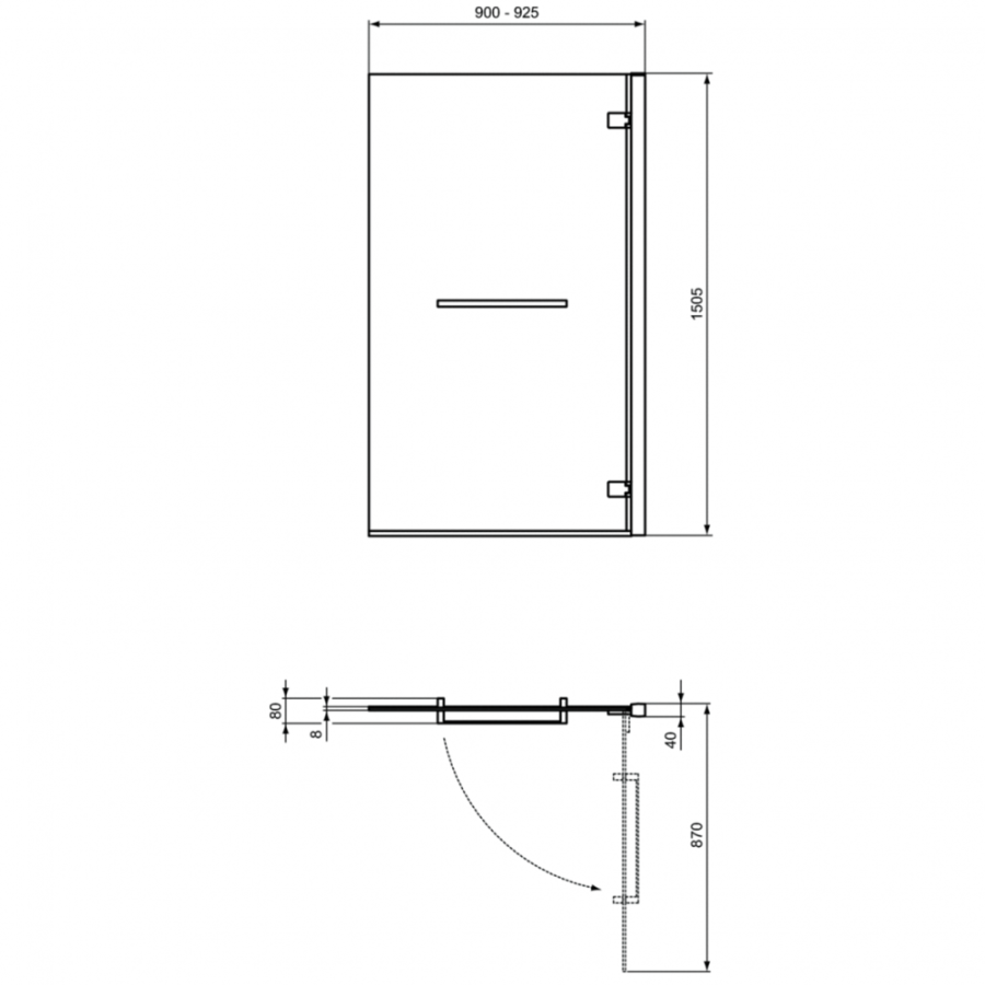 Ideal Standard штора правая на ванну i.life 90х150 см T4888EO