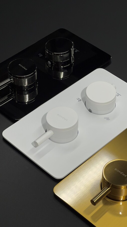 Смеситель встраиваемый с термостатом 2-х проходной Boheme Cell Thermo Shine Gun Metal 134-2-SGM