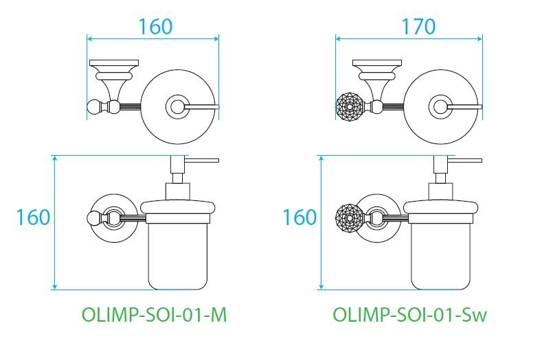 Cezares диспенсер для мыла OLIMP-SOI-03/24-M золото