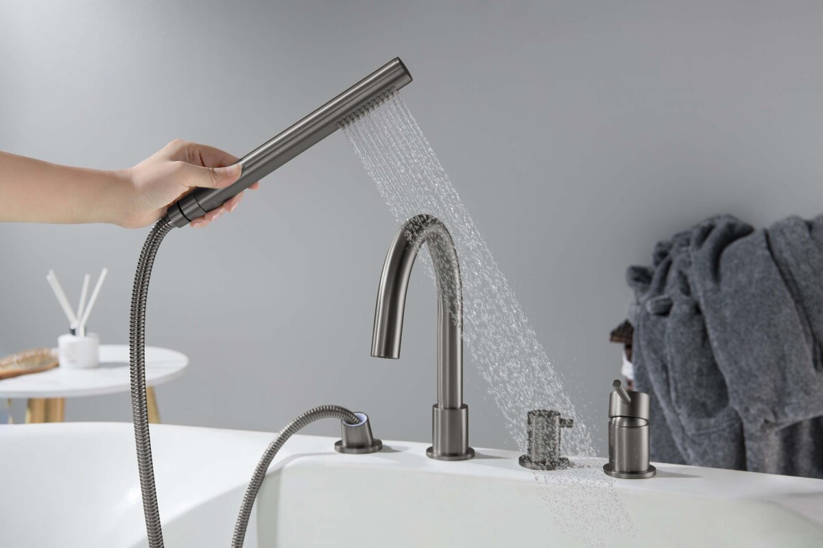 Aquatek Европа AQ1348BGM Смеситель на борт ванны на 4 отв. Оружейная сталь
