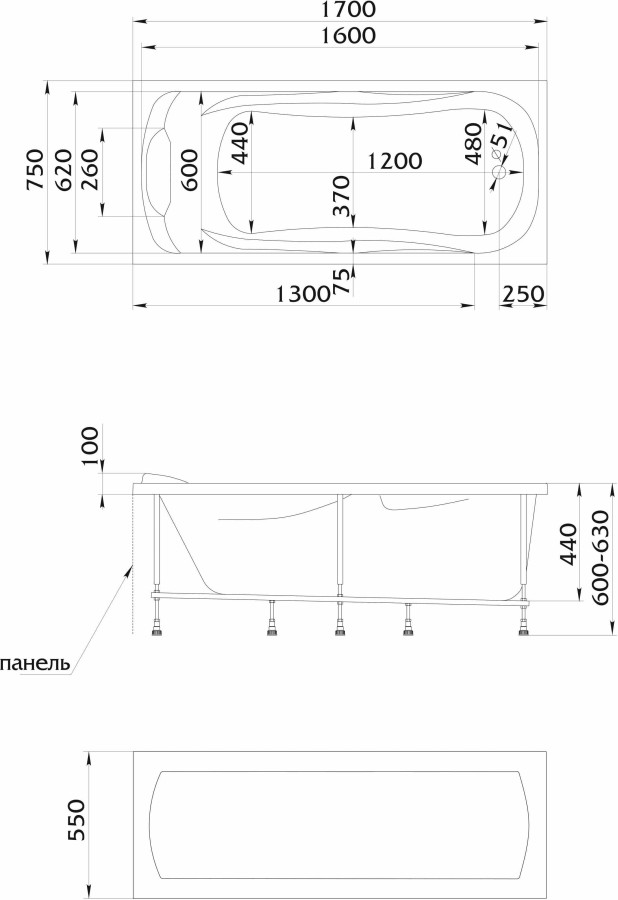 Marka One Dipsa 170*75 ванна акриловая прямоугольная 12017894