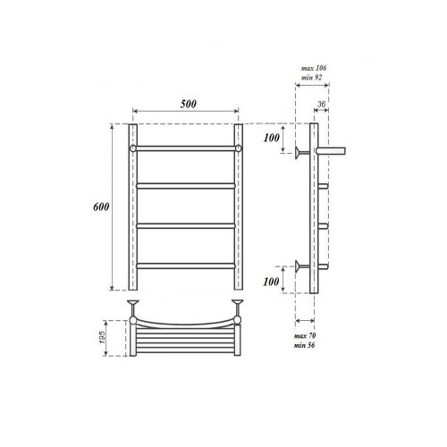 Point Афина полотенцесушитель электрический с полкой 50х60 PN04156PE