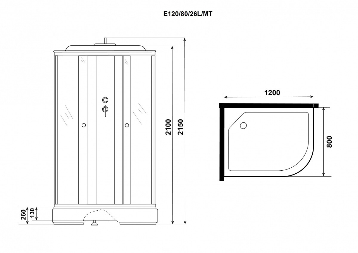 Niagara Eco Душевая кабина 120x80 Левая Тропический душ E120/80/26L/MT