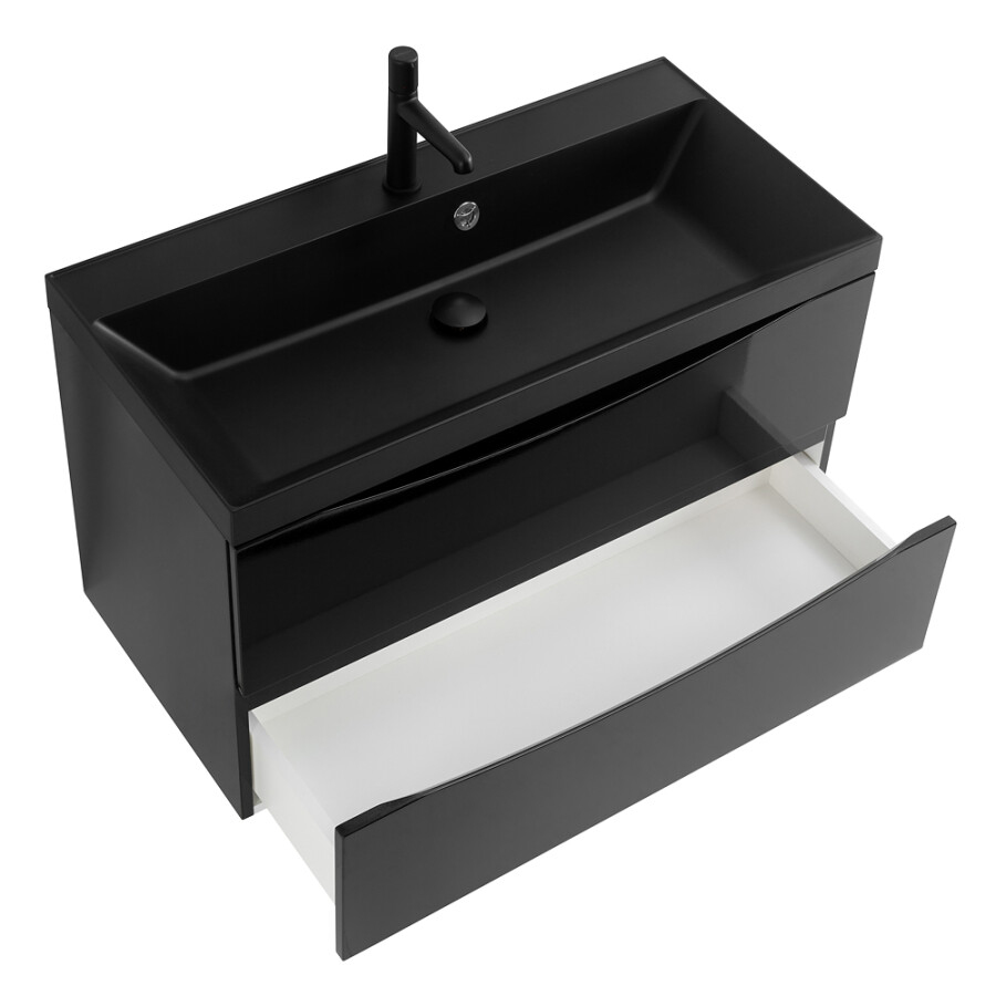 BelBagno Marino 80 см тумба под раковину MARINO-800-2C-SO-NL-P nero lucido подвесная