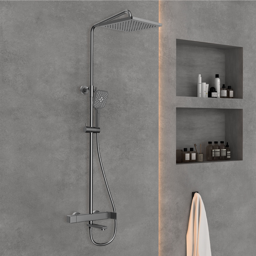 Vincea Cube душевая стойка вороненая сталь VSFS-1C1GM