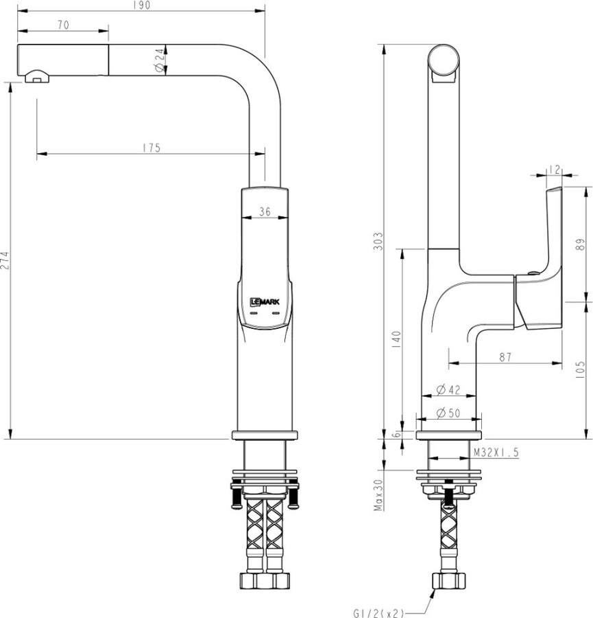 Lemark Ursus LM7205BL смеситель для кухни черный