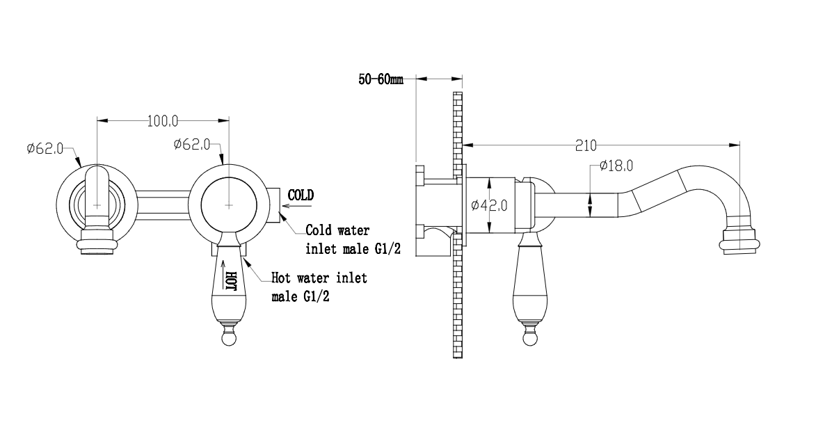 Смеситель для раковины из стены Boheme Imperiale Ripresa Золото с кристаллом Swarovski 327