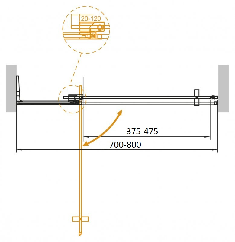 Cezares Slider душевая дверь 70/80х195 см SLIDER-B-1-70/80-BR-NERO