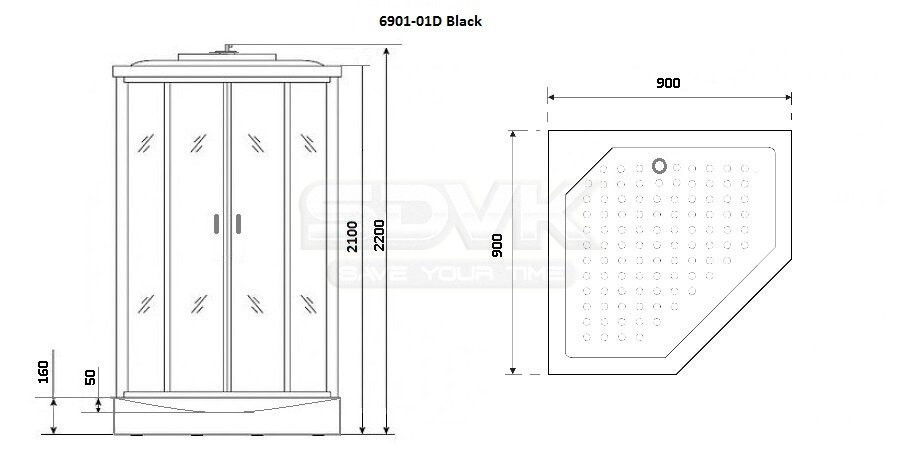 Niagara NG 6901-01D Black Душевая кабина 90x90 пятиугольная 69010134DBLACK