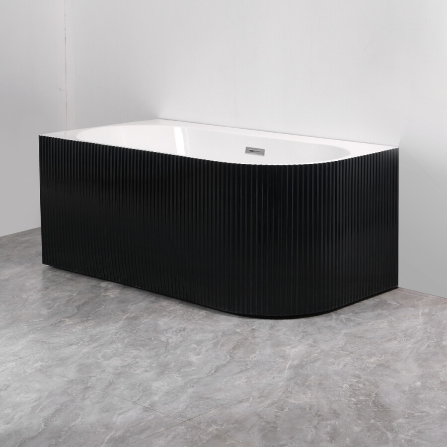 Ванна акриловая Azario LAGO BLANCO BLACK 1700х750х580 пристенная, левосторонняя, в комплекте с сифоном и металлической рамой, белый глянец/черный матовый AZ-6724-1CLB 17075