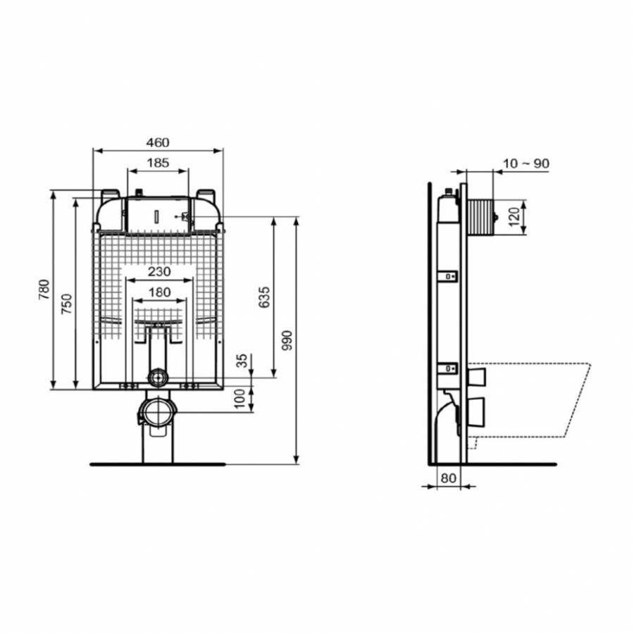 Ideal Standard инсталляция для подвесных унитазов R020567