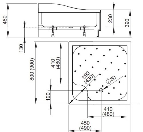 Radaway Korfu C800 80*80*39 душевой поддон акриловый 4C88400-03