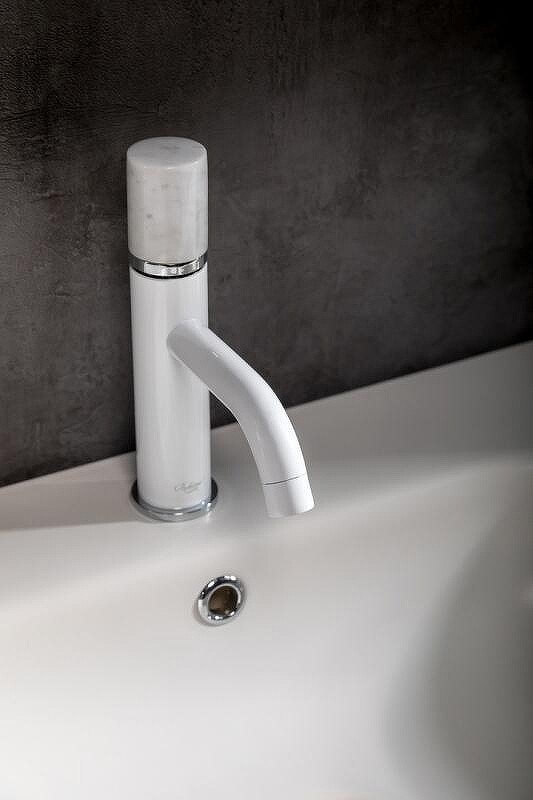 Смеситель для раковины Boheme Stick Белый ручка Белый Мрамор 121-W-MR-WHITE