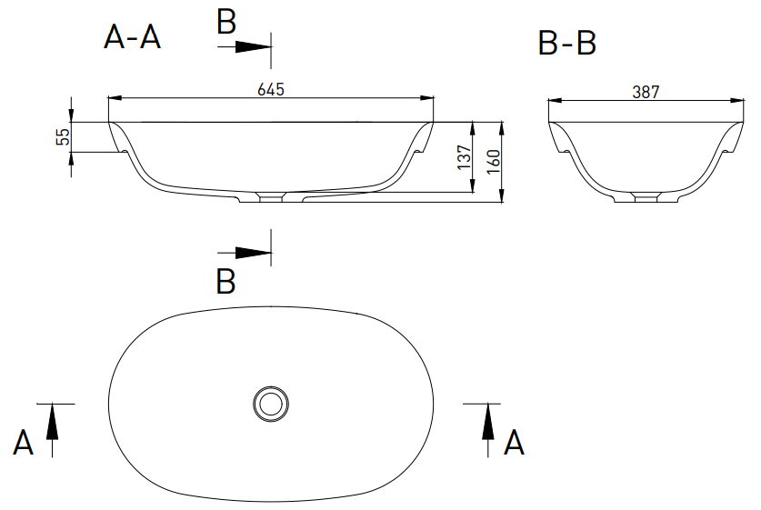 Salini Marea 01 раковина встраиваемая матовая 1802201M