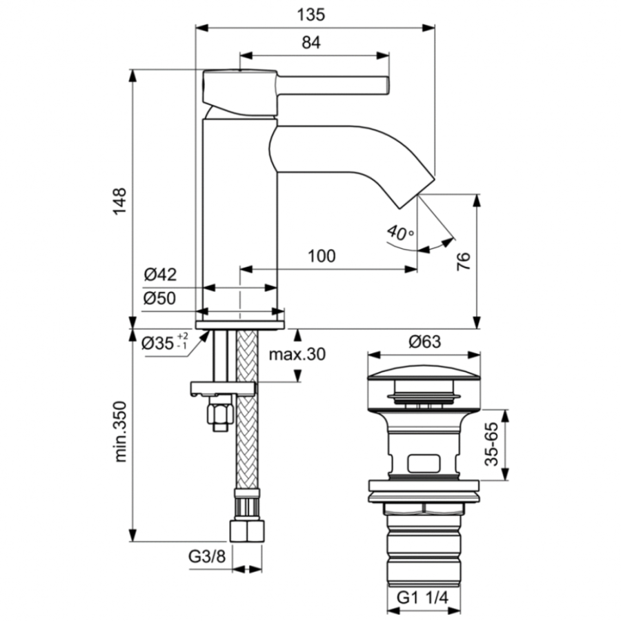 Ideal Standard Ceraline смеситель для раковины BC822AA